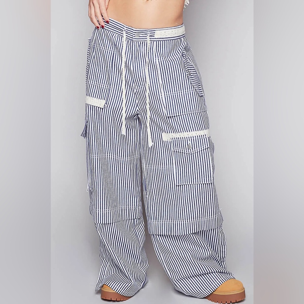 POL “ Threadway Twill “ Denim Cargo Pants | Denim Stripe - Picture 2 of 5